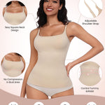 EUYZOU Women Shapewear Tummy Control Camisole Tops - Square Neck Sexy Compression Tank Tops Seamless Body Shaper, Nude XXL