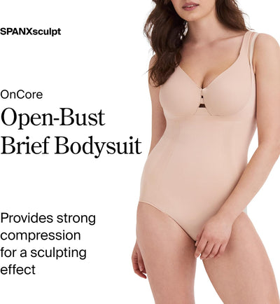 SPANX SPANXsculpt OnCore Open-Bust Brief Bodysuit - Sculpting Body Shaper for Women - Level 4 Compression