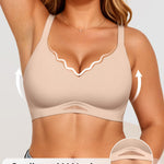 Vertvie Bras for Women Wireless Jelly Push Up Seamless Bra Full Coverage No Underwire Supportive Scalloped T Shirt Bralette(Nude,XX-Large)