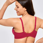 DELIMIRA Women's Plus Size Full Coverage Underwire Unlined Minimizer Lace Bra Dark Red 36E