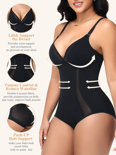 JOYSHAPER Shapewear Bodysuits for Women Tummy Control Body Suits Deep V Veck Corset Tops Body Shaper