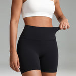 Colorfulkoala Dreamlux No Front Seam Shorts High Waist Biker Shorts for Women 6" Inseam Seamless Workout Yoga Shorts(M, Black)
