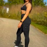 YEOREO CoreFlex Workout Cargo Leggings with Pockets for Women Hidden Scrunch Butt Lifting Leggings Gym Yoga Pants Black M