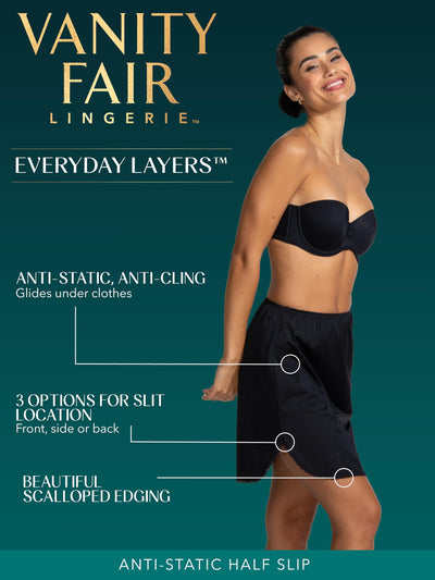 Vanity Fair womens Everyday Layers Single Slit Half Slip, Damask Neutral, 2X-Large (26" Length)