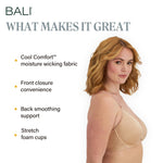 Bali Women's Comfort Revolution Front-Close Shaping Underwire Bra, Nude,38C
