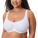DELIMIRA Women's Confishape Full Coverage Bra Plus Size T Shirt Supportive Underwire Unlined Comfortable Bras White - Unlined 38D