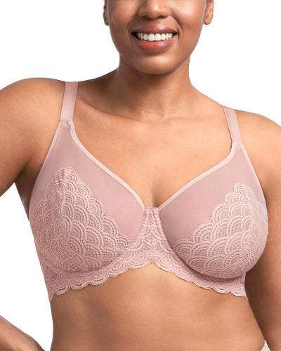 HSIA Minimizer Bras for Women Large Bust Full Coverage Lace Plus Size Bra - Mermaid Scales Dark Pink