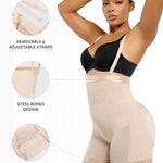 SHAPELLX Plus Size Shapewear Tummy Control Butt Lifting Bodysuit Side Zipper Fajas Colombianas Body Shaper for Women Beige 3XL