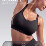 FITTIN Front Adjustable Sports Bra: Adjust in 3s While Wearing - Customize Your Comfort & Support Anytime for Low to Medium Support Workout - Full Coverage Racerback Bra for Women Large Bust C-DDD Cup