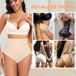 Werena Tummy Control Thong Shapewear for Women High Waist Shaping Underwear Seamless Shaper Panties(B# Beige (No Wire), Small)