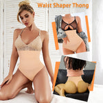 Werena Tummy Control Thong Shapewear for Women Seamless Shaping Novelty Thong Panties Body Shaper Underwear(03# Beige-high rise wire,Small)
