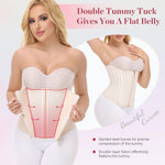 SHAPSHE Waist Trainer for Women Tummy Control Workout Sports Girdle Body Shaper with Zipper Hooks Beige XS