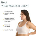 Bali Womens Comfort Revolution Wireless Bra, Comfortflex Fit Full-coverage Wirefree Full Coverage Bra, Sandshell Tropic, Small US