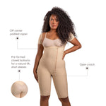 Isavela 1st Stage Open Mammary Mid Thigh Off Center Front Zipper Body Suit Plastic Surgery Compression Garment (BS09) (3XL, Black)