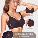 Gailife Scalloped Jelly Bras for Women No Underwire Wireless Seamless Push Up Bralettes Soft Comfort Everyday Tshirt Bra -L/Dark Grey (Magic Black)