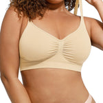 Bras for Women No Underwire Soft Wireless Bralettes Unlined Cami Sports Bra Comfort Beige X-Large