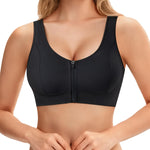 BRABIC Front Closure Post Surgery Bras for Women Wireless Compression Bra with Zipper Black, XX-Large