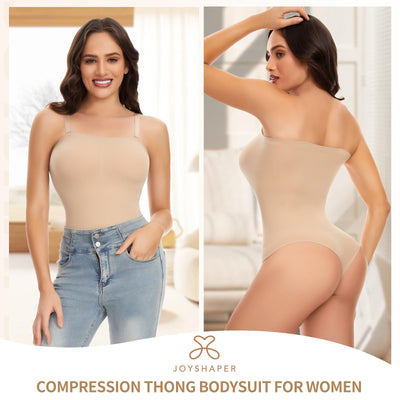 JOYSHAPER Strapless Shapewear Bodysuits for Women Tummy Control Bodysuit Brief Full Body Shaper Nude L
