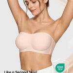 Vertvie Womens Strapless Bra Jelly Push Up Seamless Bandeau Bra Wireless Non Slip Silicone Tube Top Bras Padded Bralette(Nude,Small)