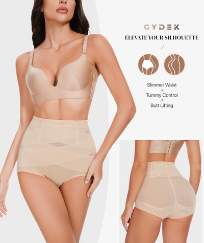GYDEK Tummy Control Shapewear Panties for Women High Waisted Body Shaper Underwear Girdle Panty Seamless Shapewear Beige, Medium