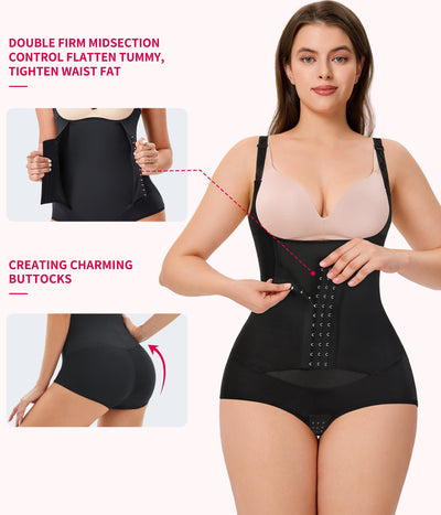 Gotoly Women Waist Trainer Bodysuit Tummy Control Corset Full Body Shaper Cincher Tank Top with Adjustable Straps (X-Large, Black)