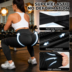 Anti Cellulite Compression 3D Leggings Women Butt Lifting Tummy Control with Resistance Bands Black (XL)
