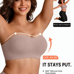Vertvie Strapless Bra Wireless Non-Slip Push Up Bandeau Bras for Women Full Support Tube Tops Padded Bralette S-Large Breasts(Grey,Medium)