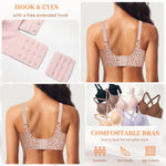 Wireless Jelly Bras for Women V Neck Seamless No Underwire Tshirt Bras Comfortable Padded Bralettes Everyday Bra with Support(A1#Leopard Pink(v Neck),Large