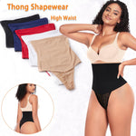 Werena Tummy Control Thong Shapewear for Women Mid High Waisted Body Shaper Underwear Lace Shaping Thong Girdle Panties(#A2 High Rise Black,Medium)