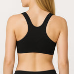 Sexy Basics Women's Cotton Spandex Racer Back Bra | 4 Way Stretch Pullover Workout Sport Bras (Multi-Pack) (US, Alpha, X-Large, Regular, Regular, 5 Pack- Black)