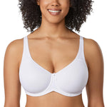 DELIMIRA Women's Seamless Tshirt Bras Plus Size Full Coverage Underwire Lightly Lined Bra Up to F White 30D