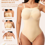 Werena Strapless Shapewear Bodysuit for Women Tummy Control Seamless Thong Body Shaper with Removable Straps Under Dress (Nude,2XL)