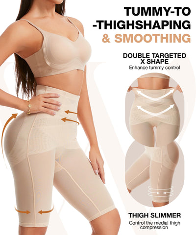 Wodelanle Shapewear for Women - Seamless Shapewear Tummy Control Shorts High Waist Body Shaper Thigh Slimmer Butt Lifting Panties Nude