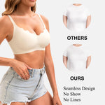 Jasmolly Womens Seamless T-Shirt Bras 3 Pack Wireless Comfy Jelly Bra, Full Coverage Bralette No Show Under Clothes (Black+White+Pink,Medium)