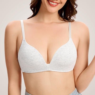 Eleplus 3 Pieces Lightly Lined Wireless Bras for Women Comfy Plunge T Shirt Bra Pack (Mixcolor2,34B)