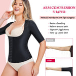 Gotoly Women Waist Trainer Corset Tummy Control Shapewear Upper Arm Shaper Post Surgical Slimmer Compression Tops(Black Short Sleeve,Small)