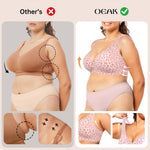 OEAK Womens Deep V Bras Wireless Comfortable Bra Supportive No Underwire Bras Tshirt Push Up Bralettes Plunge Seamless Bra Pink Leopard XS