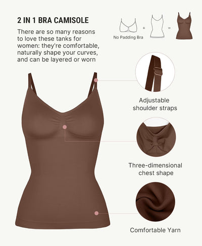 FeelinGirl Womens Tank Top Shapewear Tummy Control Tops Slimming Cami Tank Seamless Compression V Neck Camisole