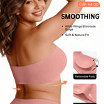 Vertvie Strapless Bra Wireless Non-Slip Push Up Bandeau Bras for Women Full Support Tube Tops Padded Bralette S-Large Breasts(Pink,Large)