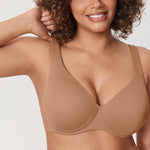 DELIMIRA Minimizer Bras for Women Full Coverage Plus Size Underwire Unlined Supportive Seamless Bra Gravel Beige 38DD
