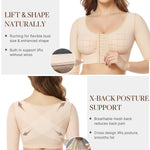 BRABIC Upper Arm Shaper for Women Fajas Post Surgery Compression Sleeves Front Closure Bra Arm Lipo Shapewear Tops(Beige, Large)