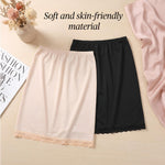 Tucnoeu 2pcs Women's Half Slip Under Dresses, Knee Length, Short Smooth Lace Trim Half Slips for Underskirt Slip Dress Anti-exposure