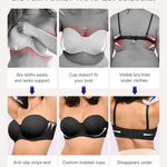 SHAPELLX Women's Minimizer Bra Convertible Strapless Underwear with Underwire Push Up Black Supportive Bras(Black,36DD)