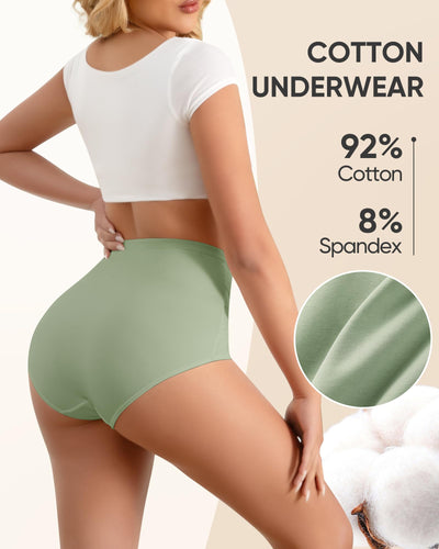 YDQ Womens High Waisted Cotton Underwear 4 Pack Tummy Control Panties Ladies Post Partum Compression Postpartum Multicolor M