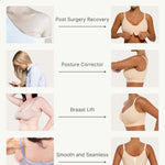 FeelinGirl Post Surgery Compression Bra Front Closure Bras for Women Mastectomy with Front Closure Wireless Bra Beige M
