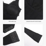 Popilush Body Suits for Womens Modal Shapewear Bodysuit Tummy Control Lace Layered Bra Going Out Tops Black
