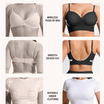 FeelinGirl Wireless Supportive Push Up Bras for Women No Underwire Bralette Comfortable Seamless Tshirt Low Back Bra with Padded for Everyday Black M