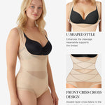 BRABIC Mesh Shapewear Bodysuit Tummy Control for Women Plus Size Faja Body Shaper Bodysuit Butt Lifter(Beige,Small)