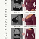 FeelinGirl Long Sleeve Compression Shirts for Women Shapewear Tummy Control Slimming Body Shaper V Neck Top Burgundy X-Large