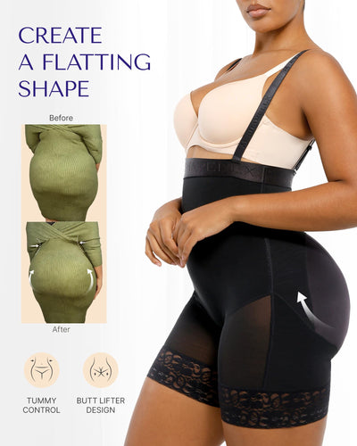 SHAPELLX Shapewear for Women Tummy Control High Waisted Body Shaper Side Zipper Bodysuit Postpartum Faja Black XXL